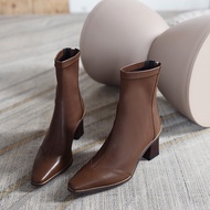 YK8 Fashion Black Martin Boots - British-Style Thick-Soled Ankle Boots