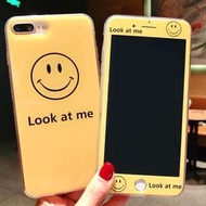 (一套價錢) 笑臉全包邊軟殼 + 鋼化前膜 IPhone6/6s/7/8/plus
