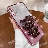 Luxury Casing for OPPO RENO 3 Case with Lovely Cute 3D Plating Kitty Cat Holder Stand Mirror Case for Girls Bling Glitter Cover