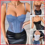 fulaide Women Corset Lace Splicing Low-Cut Style Slim Fit Design Elastic Fabric Corset Suspender Sty