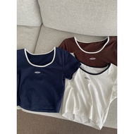 Long Term [imfine] Y2K Girl Summer List Small English Characters Color Matching Cotton T 9143 Y2K To