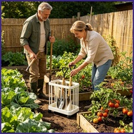 Yard Tool Organizer Outdoor Holder with Wide Wheels Garden Tool Storage Rack for Deck Patio Yard Bac