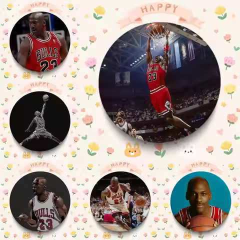 J-Jordan Basketball Player 32 44 58MM Customizable Button Pins Cute Funny Creative Badge Jewelry Dec