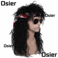 OSIER 70s 80s Rockstar Wig, Fluffy Punk Halloween Party Cosplay Wig, Curvy Long Mullet Wig