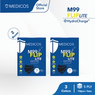 MEDICOS M99 FLIP LITE Surgical Face Mask With HydroCharge Filter - Assorted Colour (Bundle of 2)
