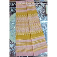 Silk Sarong Woven 6-Shuttle Raised With Glass Flowers Natural Color Size 1x2 Meters Gold Code L1-ST-