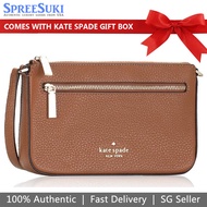 Kate Spade Wristlet In Gift Box Leila Pebble Leather Convertible Wristlet Gingerbread Brown # K6088