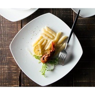 White Ceramic Porcelain Diamond Shape Plate / Pasta Plate / Steak Plate / Pinggan Steak / Pinggan Pa
