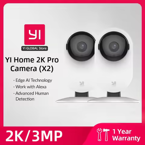YI 2K Wifi Home Pro Camera 2pcs Kit with Night Vision IP Security Protection AI Powered Human/Sound 