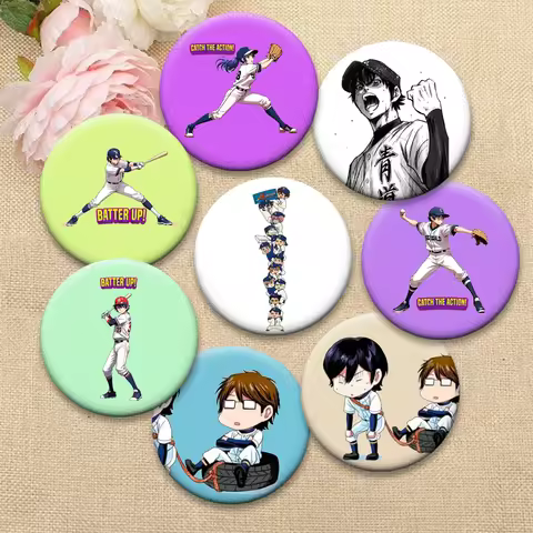 Anime Ace of Diamond ActII Brooches Sawamura Eijun,Furuya Satoru,Miyuki Kazuya Cartoon Badge Round P