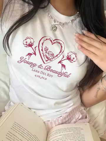 Lana Del Rey Young and Beautiful Baby Tee Lana Del Rey Merch Women Cropped Fitted Shirt