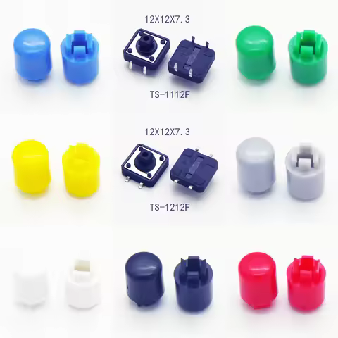 10PCS 12x12x16.8mm With Plastic Caps Momentary Tactile 4PIN SMT DIP Push Button Switch Micro Key But