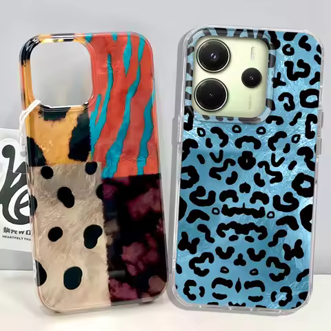 Retro Four-color Leopard Print Phone Case for Xiaomi Redmi Note 14 13 12 11 11S 10 10S 8 9 Pro 15C 9