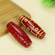 Crystal Cinnabar Nine-Eyed Dzi Gilt Pendant Accessory