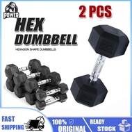 2PCS Dumbbell set fitness equipment 5/10/15/20/25 LBS metal handle rubber hexagonal dumbbell