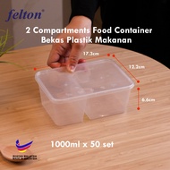 17.3 x 12.2 x 6.6cm Bekas Plastik Makanan Disposable Microwave Rectangular 2 Compartments Food Conta