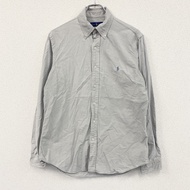 POLO RALPH LAUREN Ralph Lauren 長袖紐扣襯衫，灰色，M 碼，古著。
