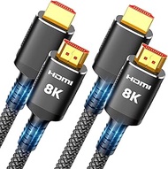 Snowkids 8K HDMI Cables 2.1 10FT 2-Pack 48Gbps 8K &amp; 4K Ultra High Speed Cords(8K@60Hz 7680x4320, 4K@120Hz) eARC HDR10 HDCP 2.2 &amp; 2.3 3D, Compatible for PS5/PS4/X-Box/Roku TV/HDTV/Blu-ray (Black)