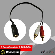 Cable Converter 3.5mm Female to 2 RCA Male Aux Audio Jack Converter Cable 3.5 mm to 2RCA