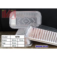 P 670 Body Only Alu Tray Cup Foil Square 20x11 cm