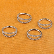 ASTM F136 Titanium Jewelry Hinged Segments Double Row Gemstone Ring Helix Earring Body Piercing Jewe