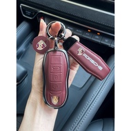 PORSCHE Key Cover, Aluminum Frame, 711, 918, macan, Cayenne Car Key Red Leather Protective Case
