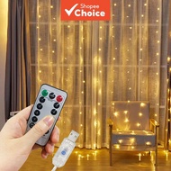 USB Plug 3M 300LED Window Curtain String Light 8 Lighting Modes Fairy Lights for Christmas Decoratio