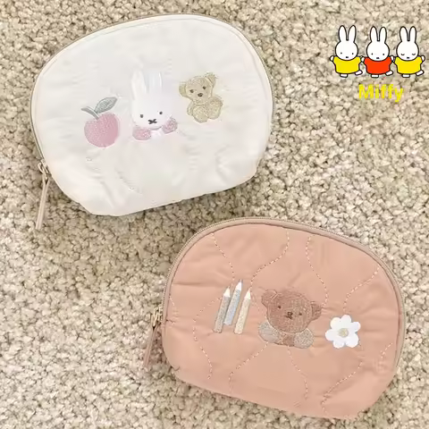 Kawaii Miffy Makeup Bag Cute Cartoon Boris Bear Embroidered Cartoon Pattern Tissue Bag Girl's Hand-h