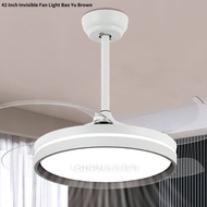 Ceiling Fan 42”LED Invisible Fan Light (61-65) 6 Speed Strong Wind Mute 4 Blades Kipas Siling Lampu 