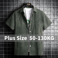 M-8XL Oversize 8XL Cotton Linen Short-Sleeved Shirt Men Large Size Top