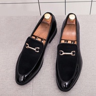 ผู้ชาย หัวเข็มขัด ตกแต่ง Monk Strap รองเท้าหนังผู้ชาย งานแต่งงาน ปาร์ตี้ เป็นทางการ รองเท้า สีดำ รอง