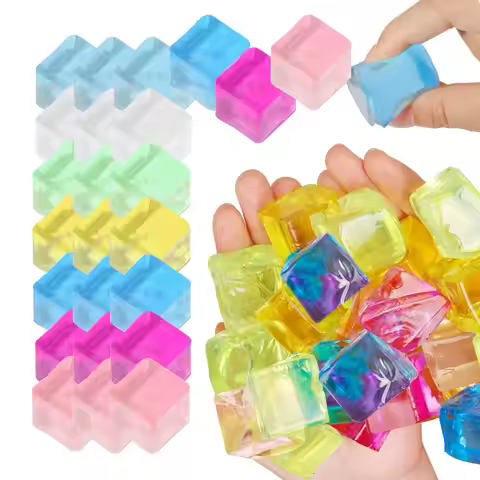 5-100pcs Ice Cube Sensory Toys Squishy Fidget Stress Cube for Adults Kids Anxiety Stress Relief Hand