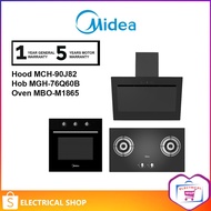 {COMBO} Midea Chimney Hood MCH-90J82 / MCH90J82 + 2 Burner Gas Hob MGH-76Q60B / MGH76Q60B + 65L Oven