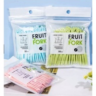 Set of 50 convenient and safe plastic fruit forks and forks _GD888