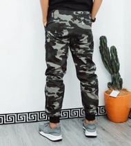 USO - Celana Jogger Loreng Army Pria / Celana Jogger Pria Motif Loreng Hitam