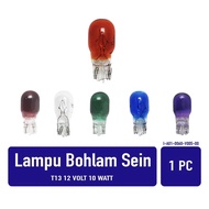 HIJAU PUTIH MERAH UNGU T13 12V 10 Watt Car Motorcycle Turn Signal Light Bulb White / Red / Green / P