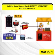 Crilight Solar Sistem (L/DUTY) 1200W 12V 38AH 12V BATTERY SOLAR LAMPU KIPAS MEJA POWER