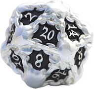 DNDWoW Big Metal Skull D20 Dice Silver Black for Dungeons and Dragons BKSH