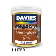 Davies 1Ltr DV515 Megacryl Semi-Gloss White 100% Acrylic Latex Paint (Water-Based)