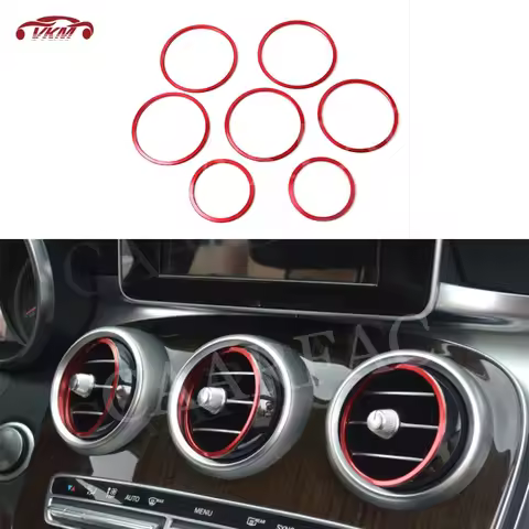 ABS Material Air Conditioning Vent Decorative Ring 7 PCS for Mercedes Benz C GLC Class W205 X253 Aut