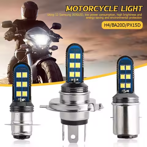 Motorcycle 12V 12 SMD HeadLight Bulbs H4 BA20D PX15D LED Hi Lo H6 BA20D Head Light Lamp