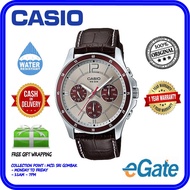 Casio MTP-1374L-7A1V Men'S Analog BRown Leather Silver Quartz Original Watch/MTP-1374L