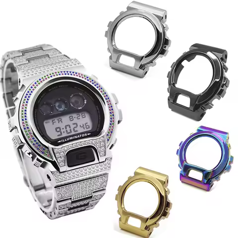 For Casio G-Shock DW-6900 Metal Diamond Bezel Bracelet 6900 DW6900 Mod complete set Upgrade Accessor