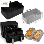 CAUSI Air Fryer Baking Tray, Silicone Reusable Air Fryer Basket, Rectangle Silicone Air Fryer Liners
