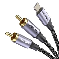 MOSWAG USB C to RCA Audio Cable,USB-C to 2 RCA Type C to RCA Male to Male Y Splitter Cord with DAC C