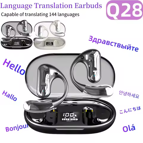 144 Languages AI Translator Earbuds Bluetooth-Compatible 5.3 Wireless Earphone Noise Cancelling Ster