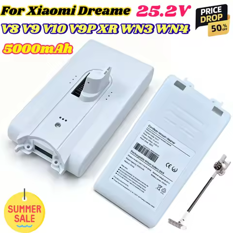 5000mAh for Xiaomi Dreame V8 V9 V10 25.2V Replacement Lithium Battery V9P XR VVN3 VVN4 Handheld Cord