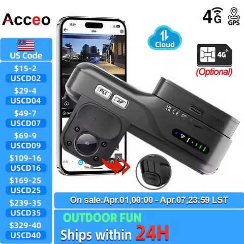 4G LTE Dashcam Remote Live-View Car DVR Two-Way Talk Front and Inside Lens GPS 24/7 Parking IR Night