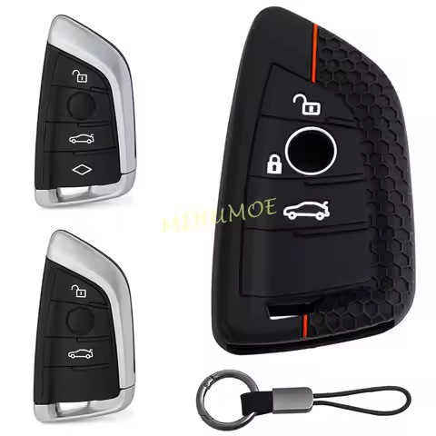 Silicone Car Key Fob Chain Case Cover Holder For BMW 1 2 3 4 5 6 7 8 Series X1 X2 X3 X4 X5 X6 X7 iX3