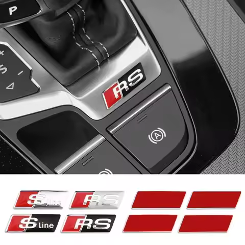 For Audi 3D Aluminum SLINE RS Badge Car Steering Wheel Sticker Auto Emblem Accessories TT RS3 RS4 RS